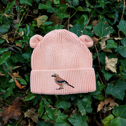Eurasian Jay Embroidered Baby Bear Beanie (up to 2 years)