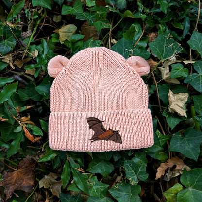 Fruit Bat Embroidered Baby Bear Beanie (up to 2 years)