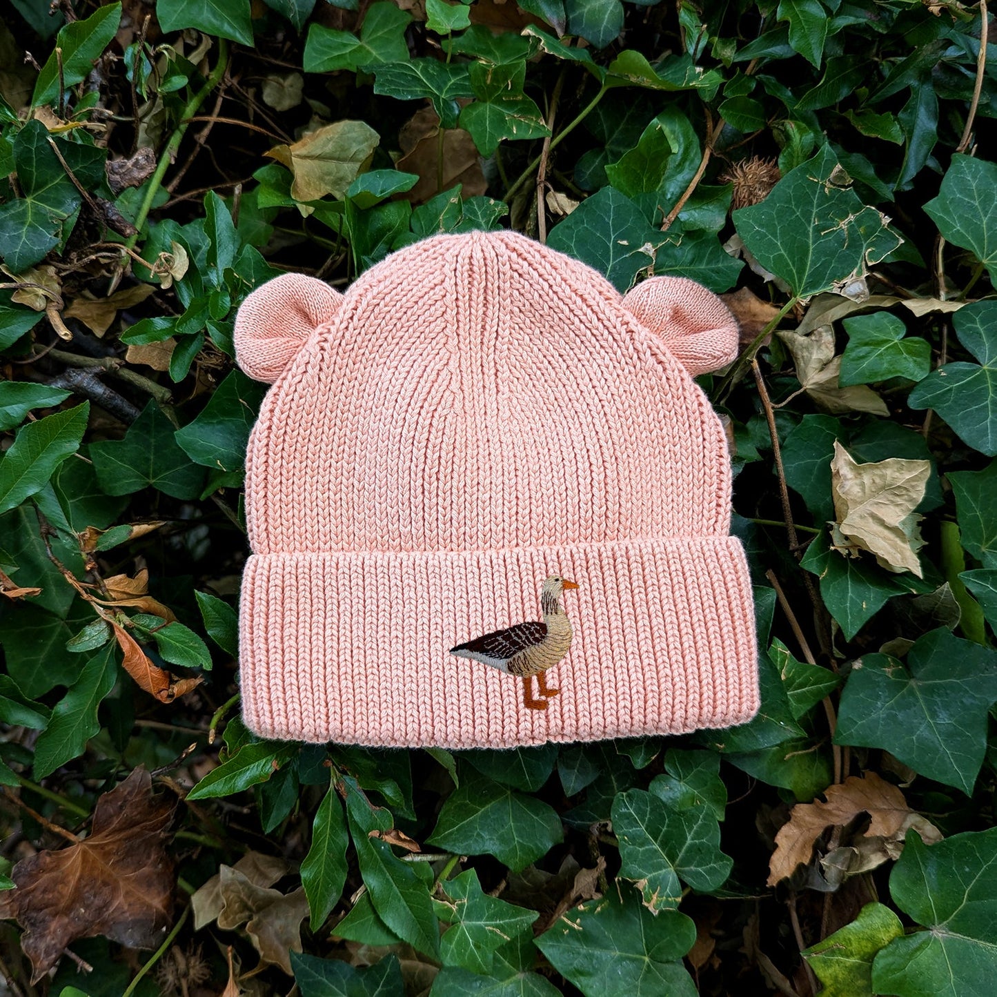 Greylag Goose Embroidered Baby Bear Beanie (up to 2 years)