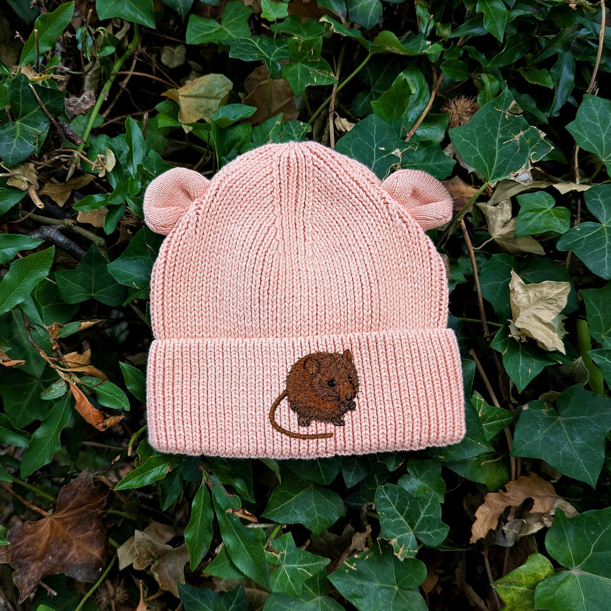 Harvest Mouse Embroidered Baby Bear Beanie (up to 2 years)
