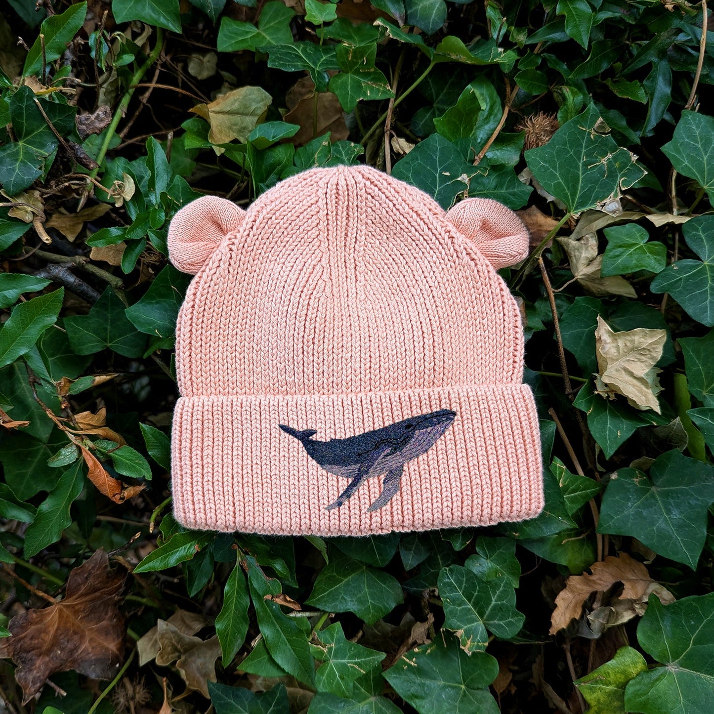 Humpback Whale Embroidered Baby Bear Beanie (up to 2 years)