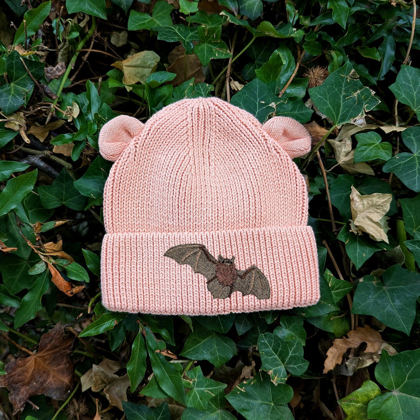 Pipistrelle Bat Embroidered Baby Bear Beanie (up to 2 years)