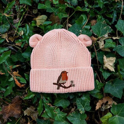 Robin Embroidered Baby Bear Beanie (up to 2 years)