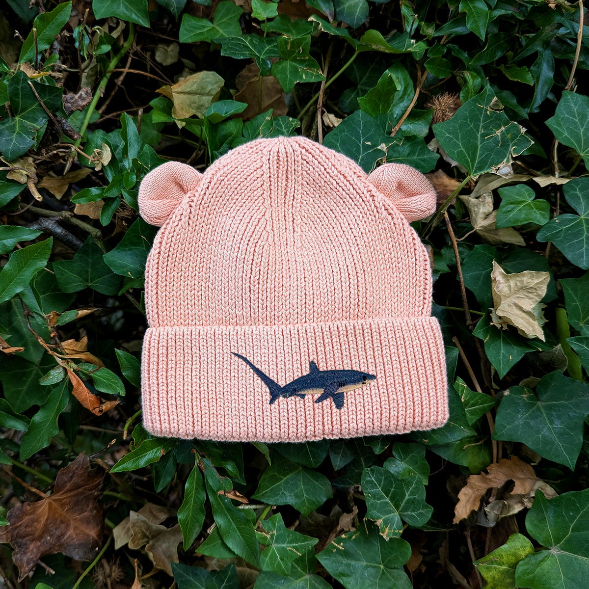 Thresher Shark Embroidered Baby Bear Beanie (up to 2 years)