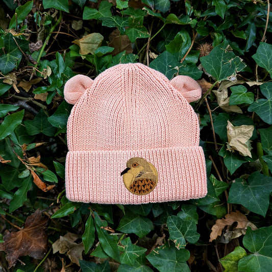 Turtledove Portrait Embroidered Baby Bear Beanie (up to 2 years)