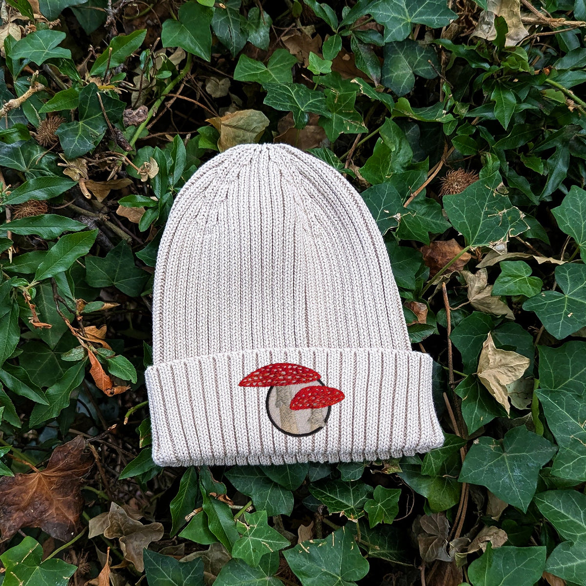 Fly Agaric Mushroom Embroidered Kids Beanie (3 - 7 years)
