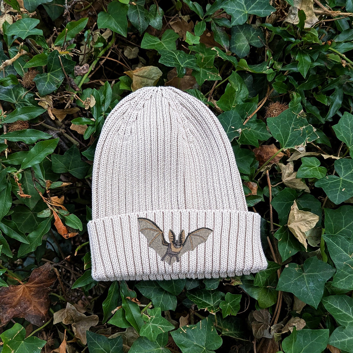 Grey Long-Eared Bat Embroidered Kids Beanie (3 - 7 years)