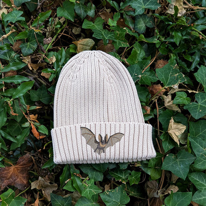 Grey Long-Eared Bat Embroidered Kids Beanie (3 - 7 years)
