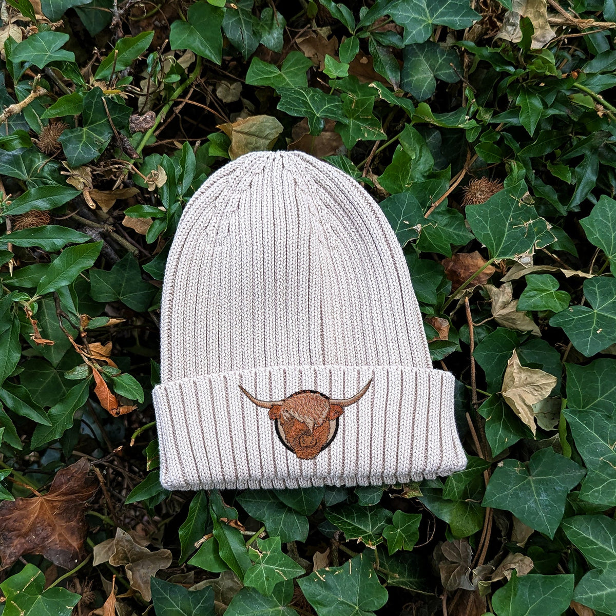 Highland Cow Embroidered Kids Beanie (3 - 7 years)
