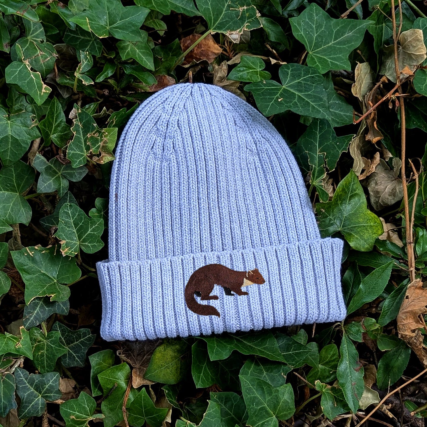 Pine Marten Embroidered Kids Beanie (3 - 7 years)