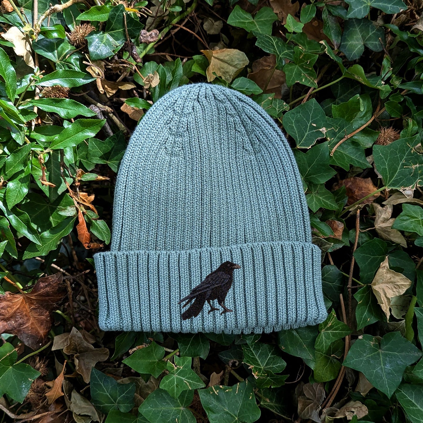 Crow Embroidered Kids Beanie (3 - 7 years)