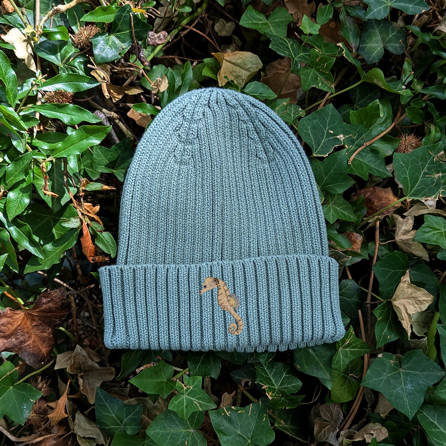 Seahorse Embroidered Kids Beanie (3 - 7 years)
