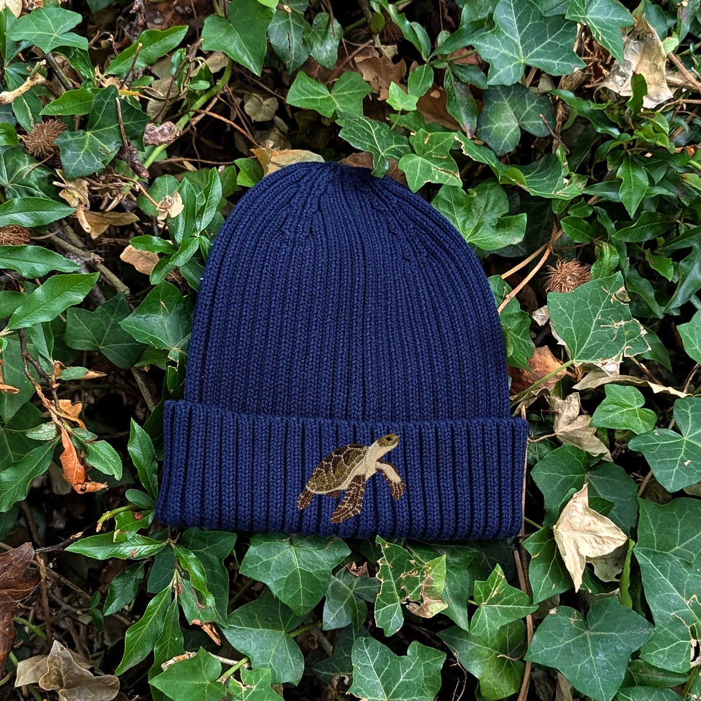 Sea Turtle Embroidered Kids Beanie (3 - 7 years)