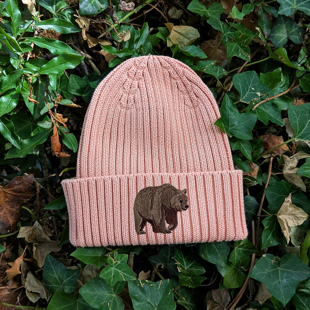 Brown Bear Embroidered Kids Beanie (3 - 7 years)