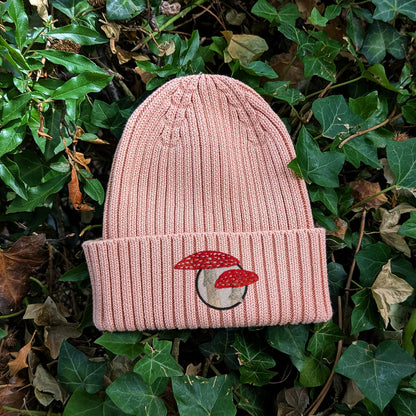 Fly Agaric Mushroom Embroidered Kids Beanie (3 - 7 years)