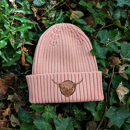Highland Cow Embroidered Kids Beanie (3 - 7 years)