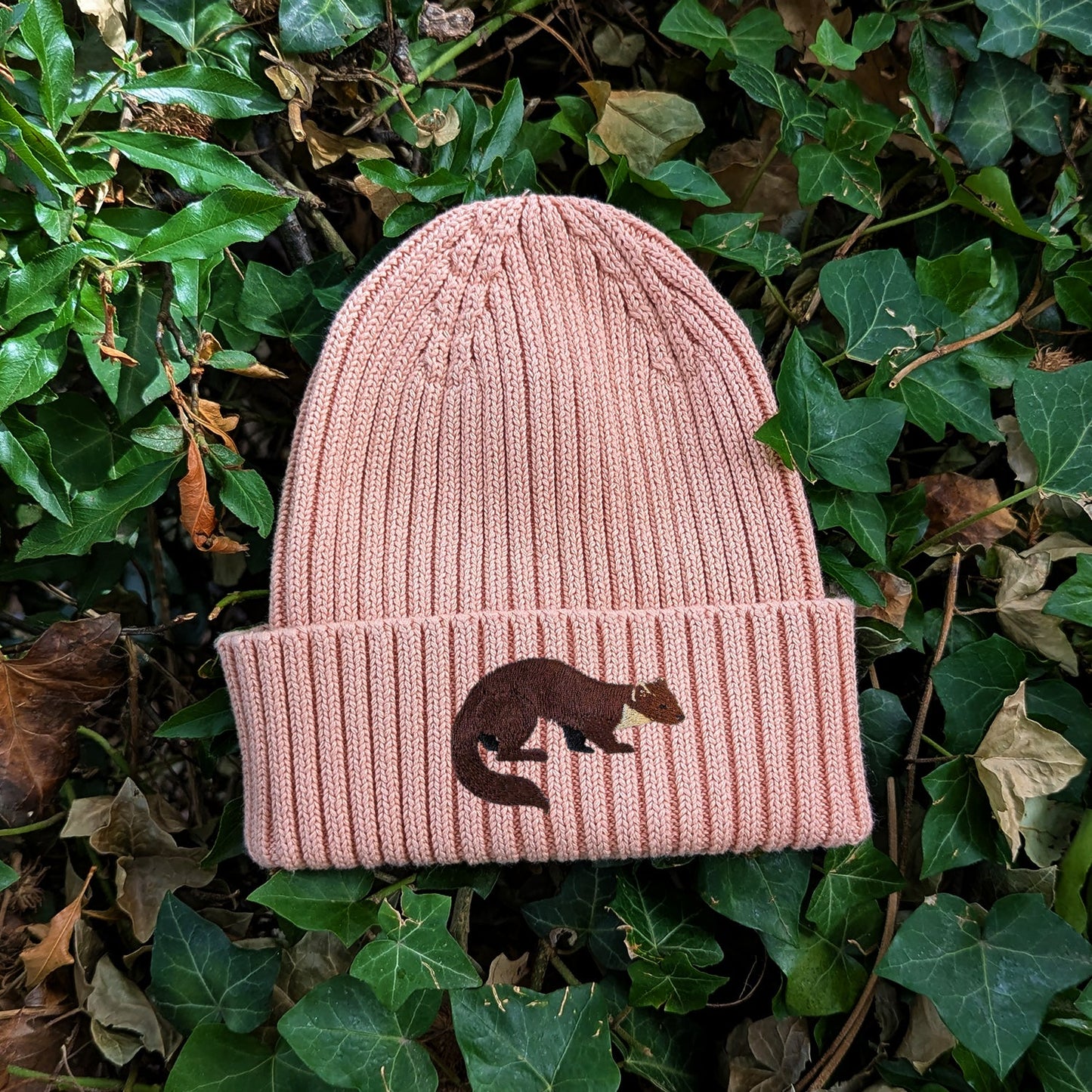 Pine Marten Embroidered Kids Beanie (3 - 7 years)