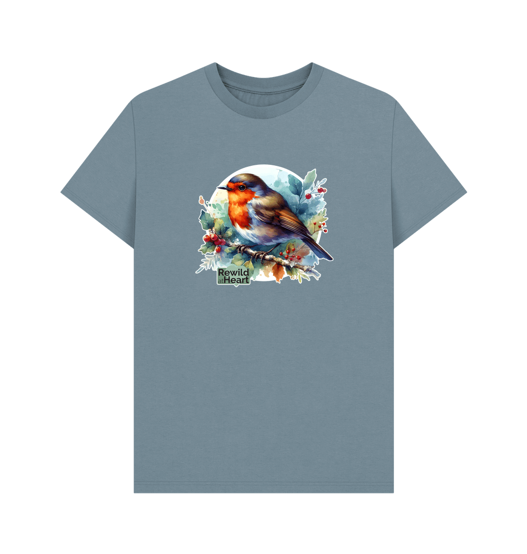 Stone Blue Robin Redbreast Men's T-Shirt