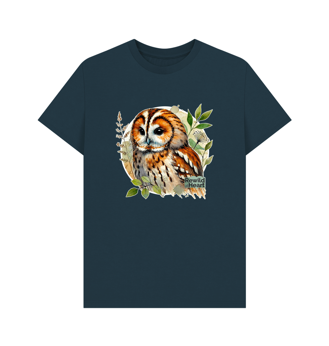 Denim Blue Tawny Owl Forest Men's T-Shirt