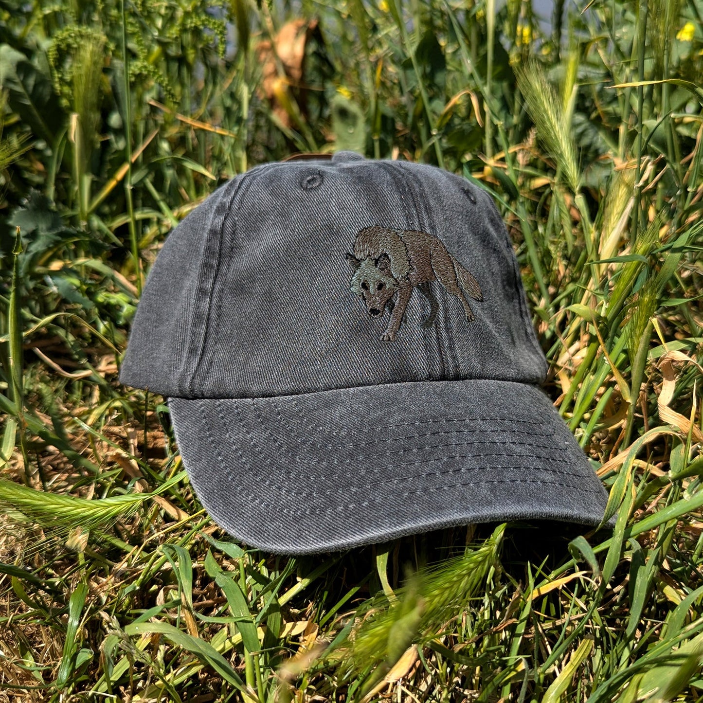 Grey Wolf Embroidered Kids Baseball Cap (Ages 5 and Up)