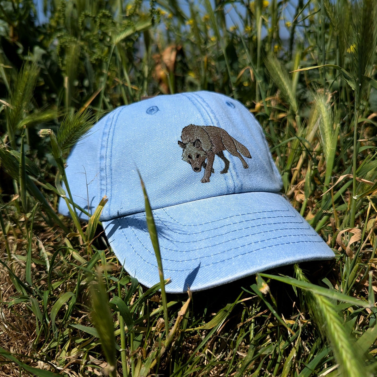 Grey Wolf Embroidered Kids Baseball Cap (Ages 5 and Up)