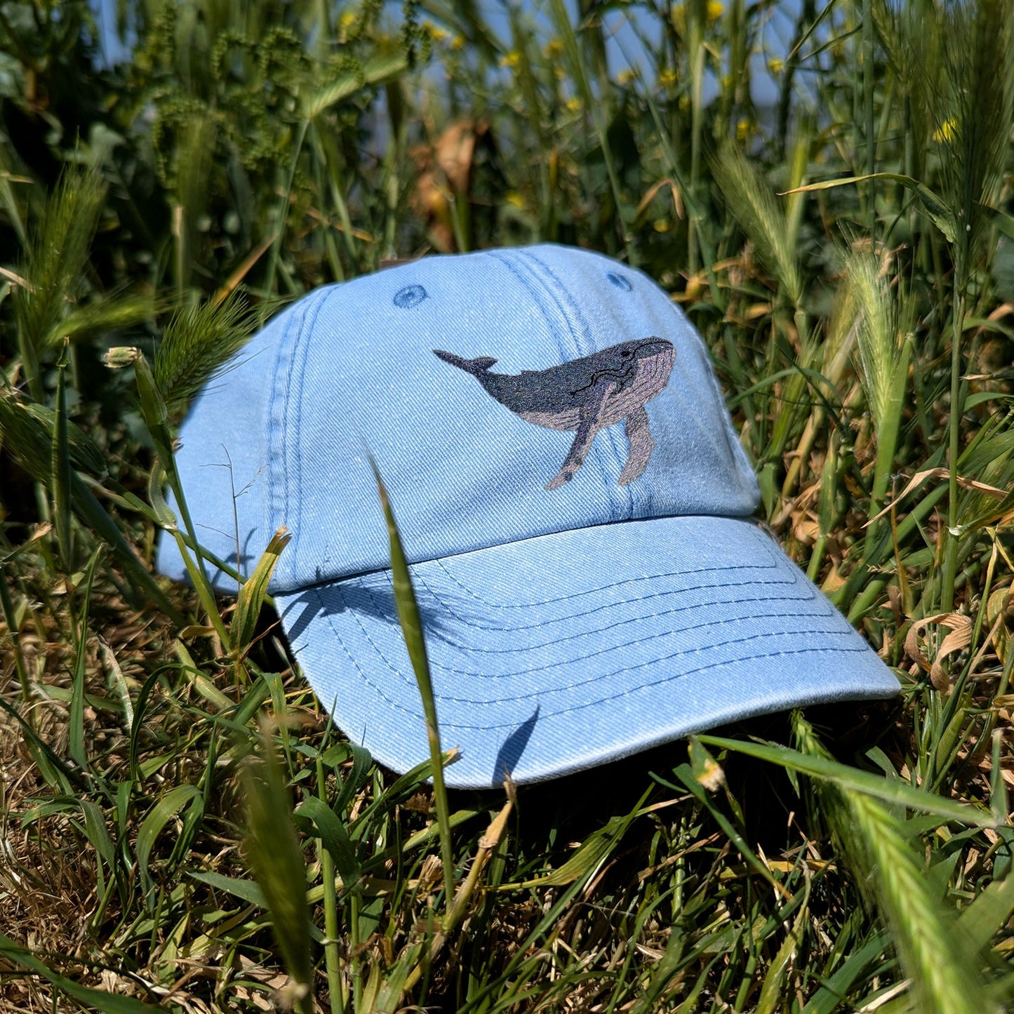 Humpback Whale Embroidered Kids Baseball Cap (Ages 5 and Up)