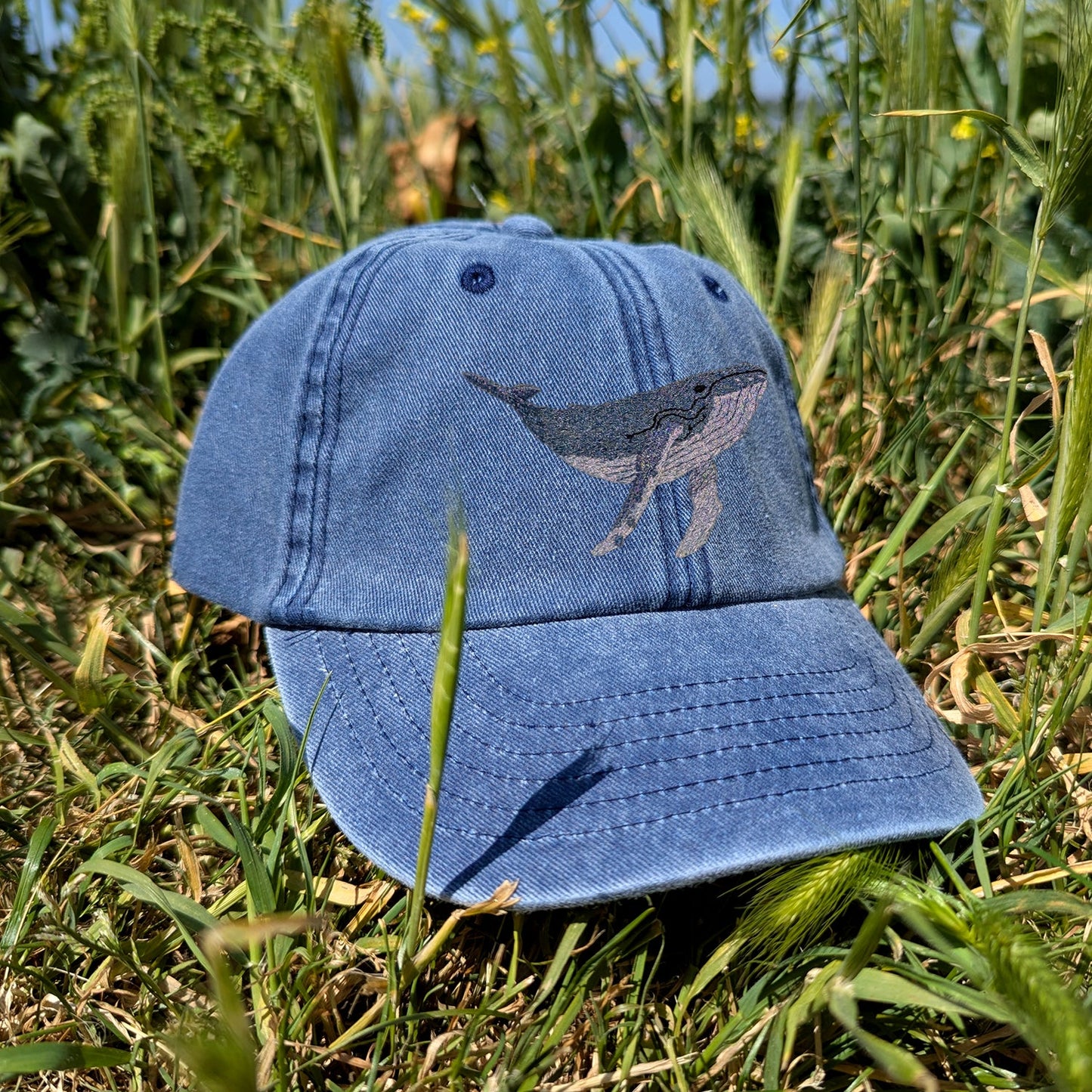 Humpback Whale Embroidered Kids Baseball Cap (Ages 5 and Up)