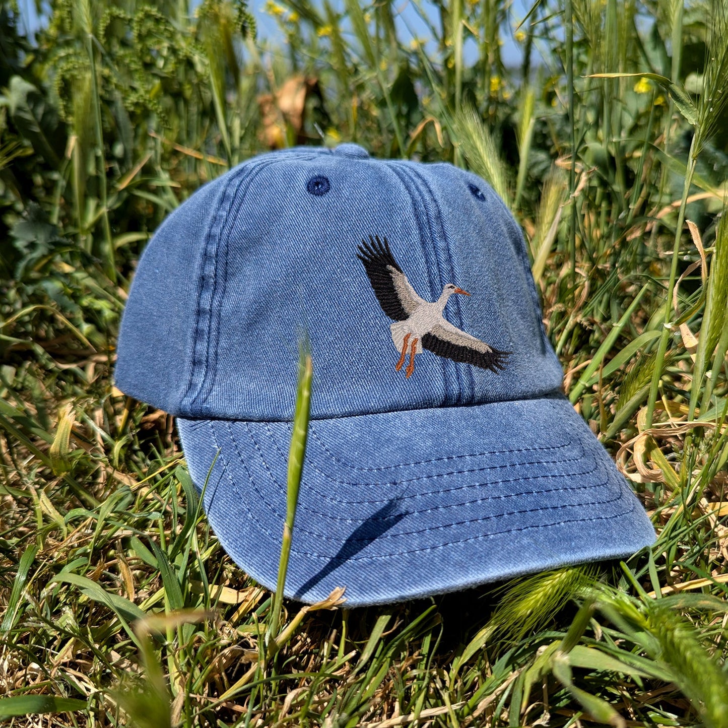 White Stork Flight Embroidered Kids Baseball Cap