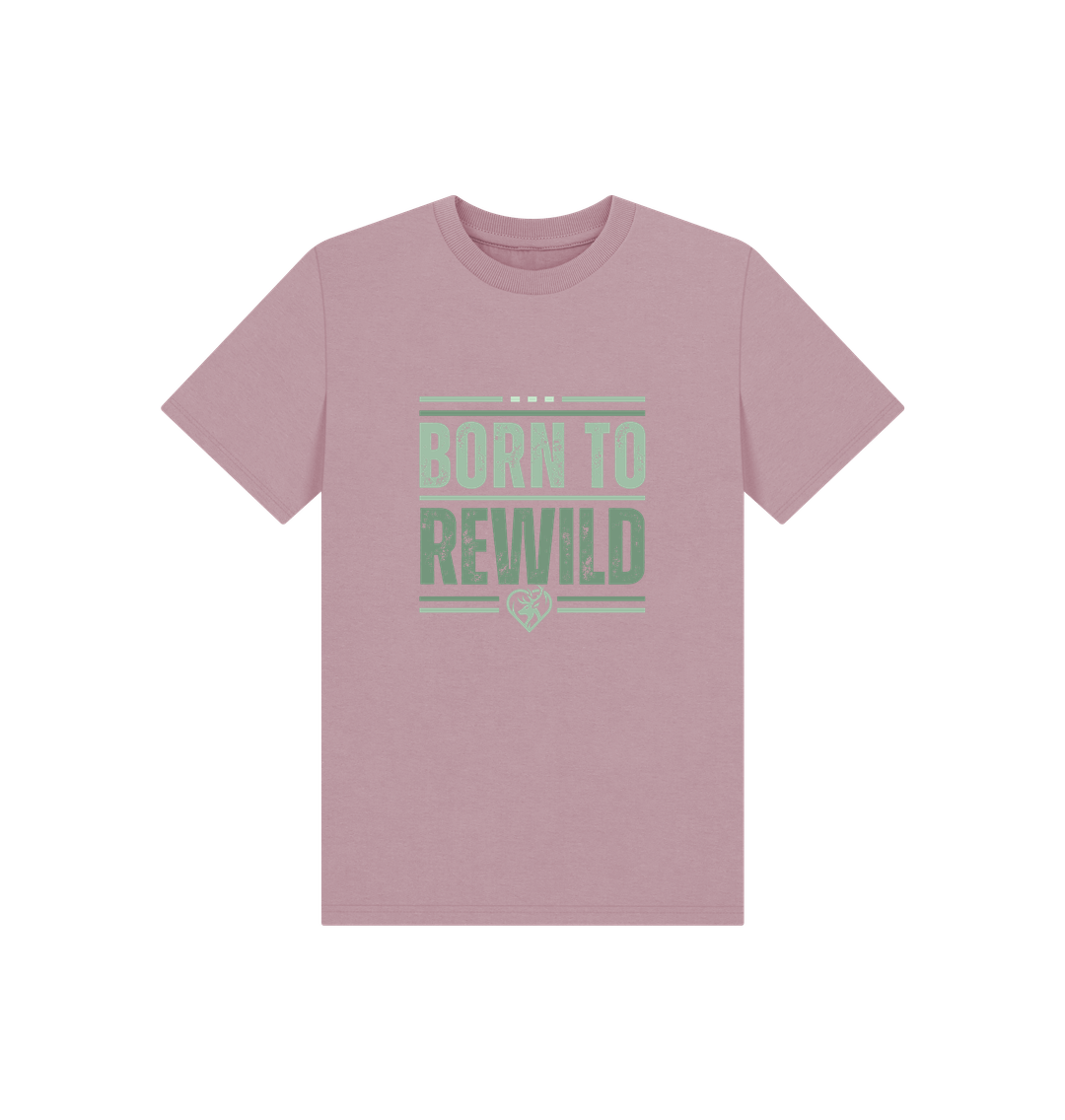 Mauve Born to Rewild Kids T-Shirt