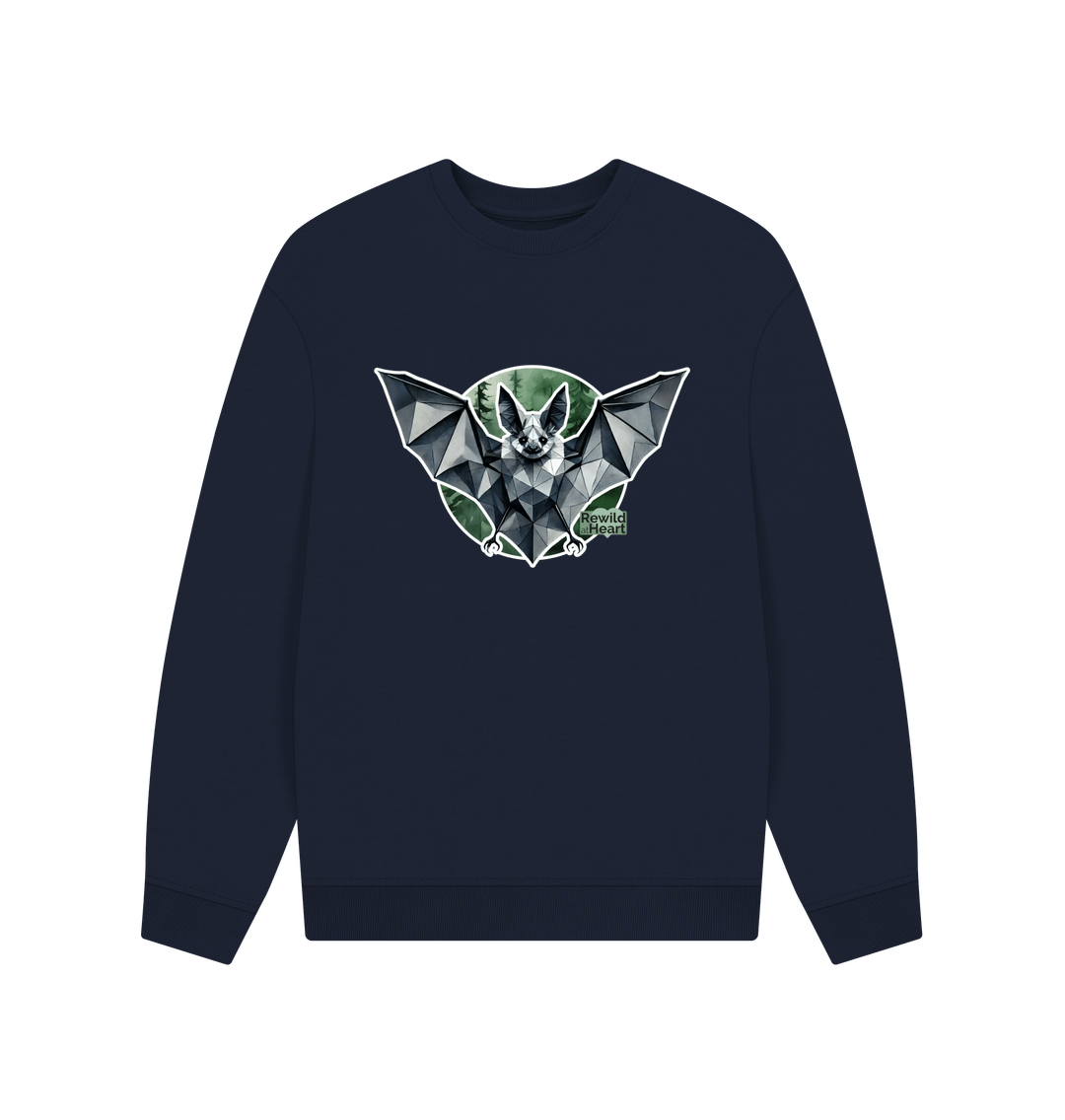 Navy Blue Grey Long-Eared Bat Men's Oversized Sweater