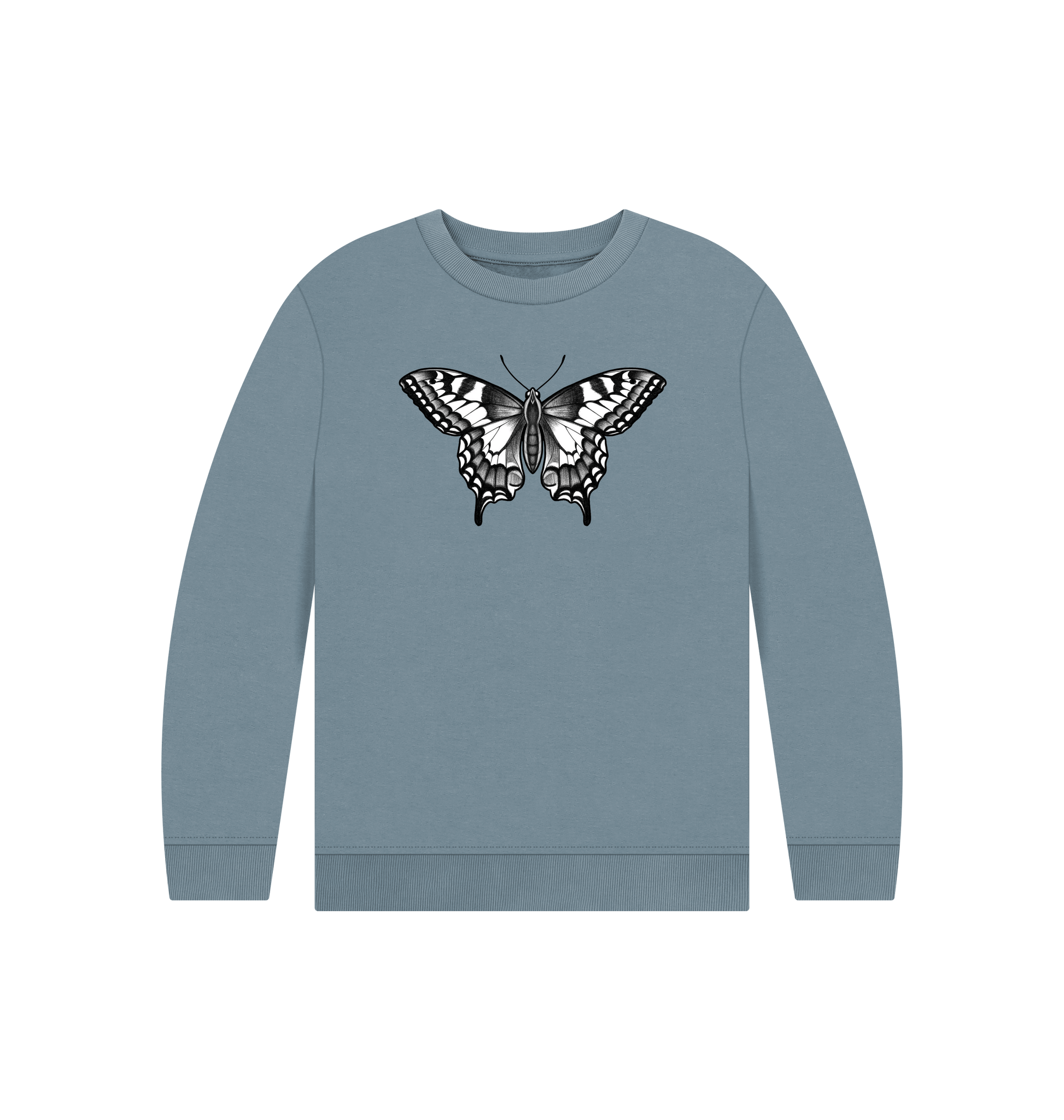 Stone Blue Printed Kids Jumper Front