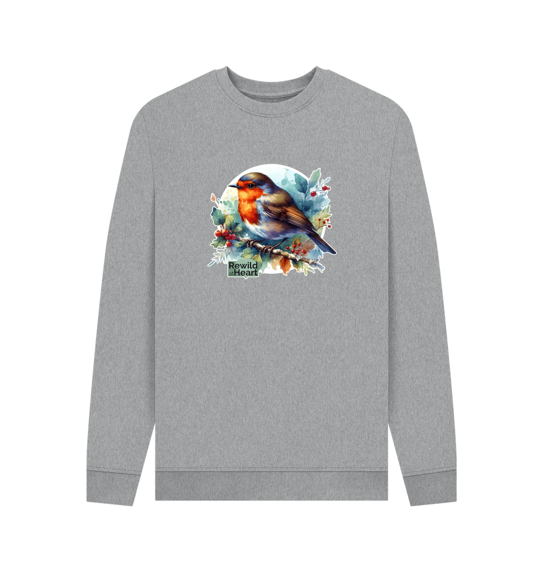 Light Heather Robin Redbreast Men's Sweater