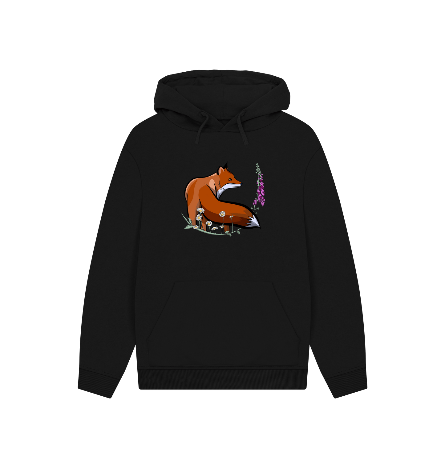 Black Printed Hoody Front