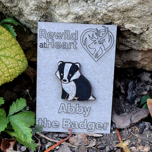 Badger Wooden Pin Badge