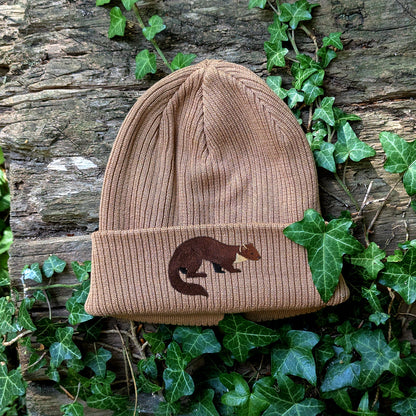 Pine Marten Embroidered Beanie