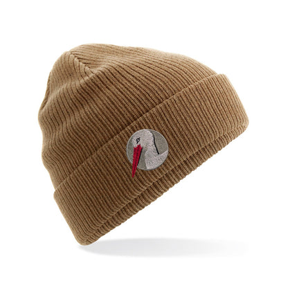 White Stork Portrait Embroidered Beanie