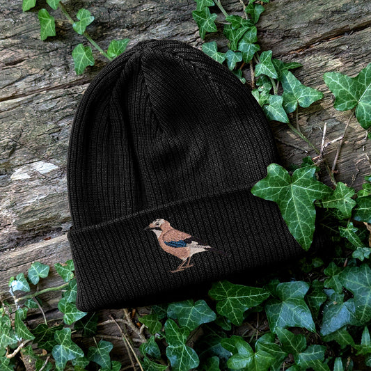 Eurasian Jay Embroidered Beanie
