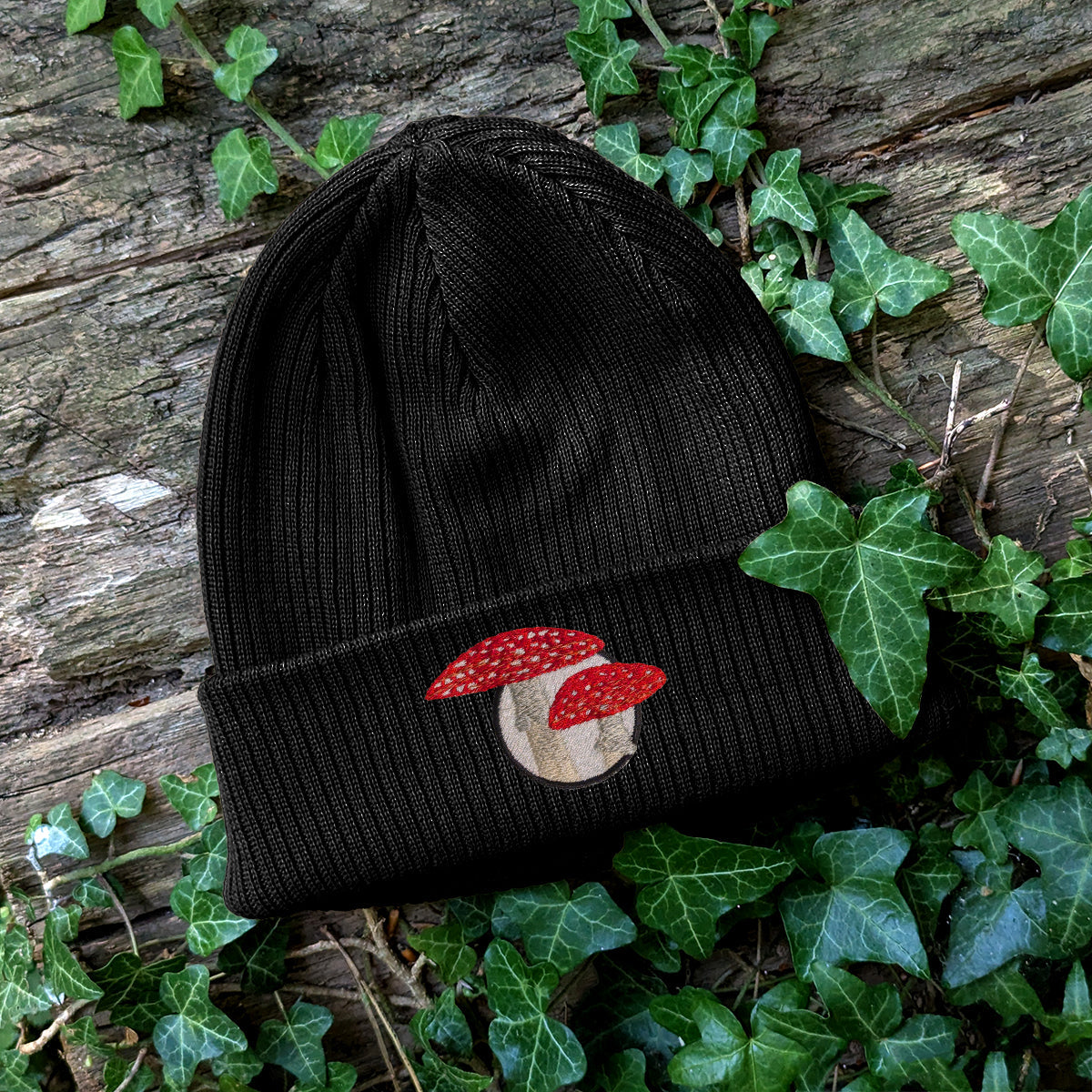 Fly Agaric Mushroom Embroidered Beanie