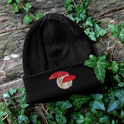 Fly Agaric Mushroom Embroidered Beanie