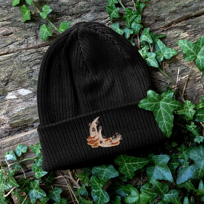 Mushroom Moon Crescent Embroidered Beanie