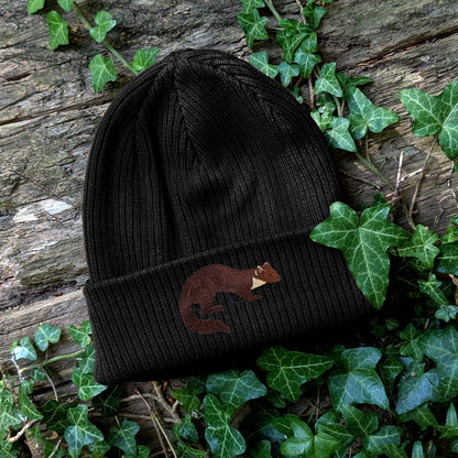 Pine Marten Embroidered Beanie