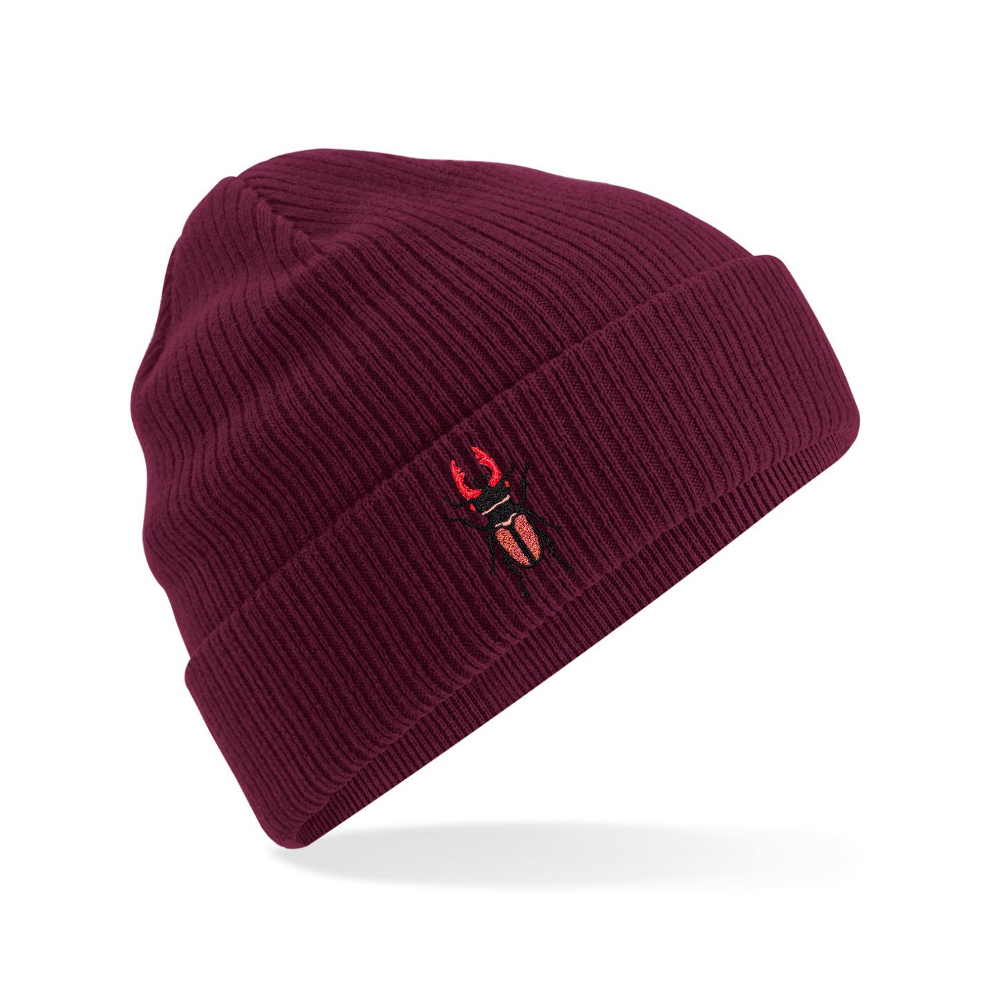 Stag Beetle Embroidered Beanie