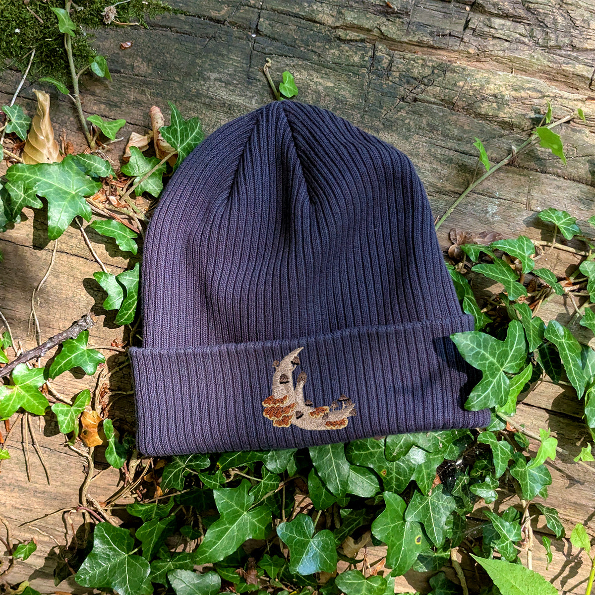 Mushroom Moon Crescent Embroidered Beanie
