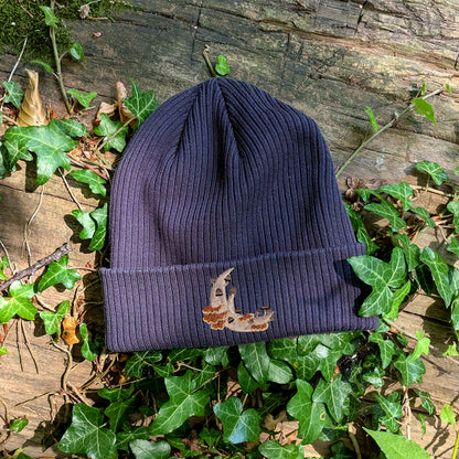 Mushroom Moon Crescent Embroidered Beanie