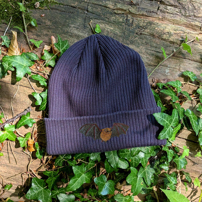 Noctule Bat Embroidered Beanie