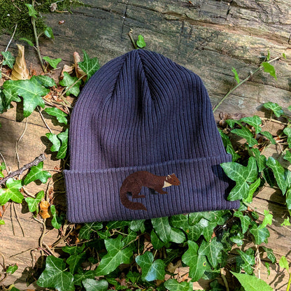 Pine Marten Embroidered Beanie