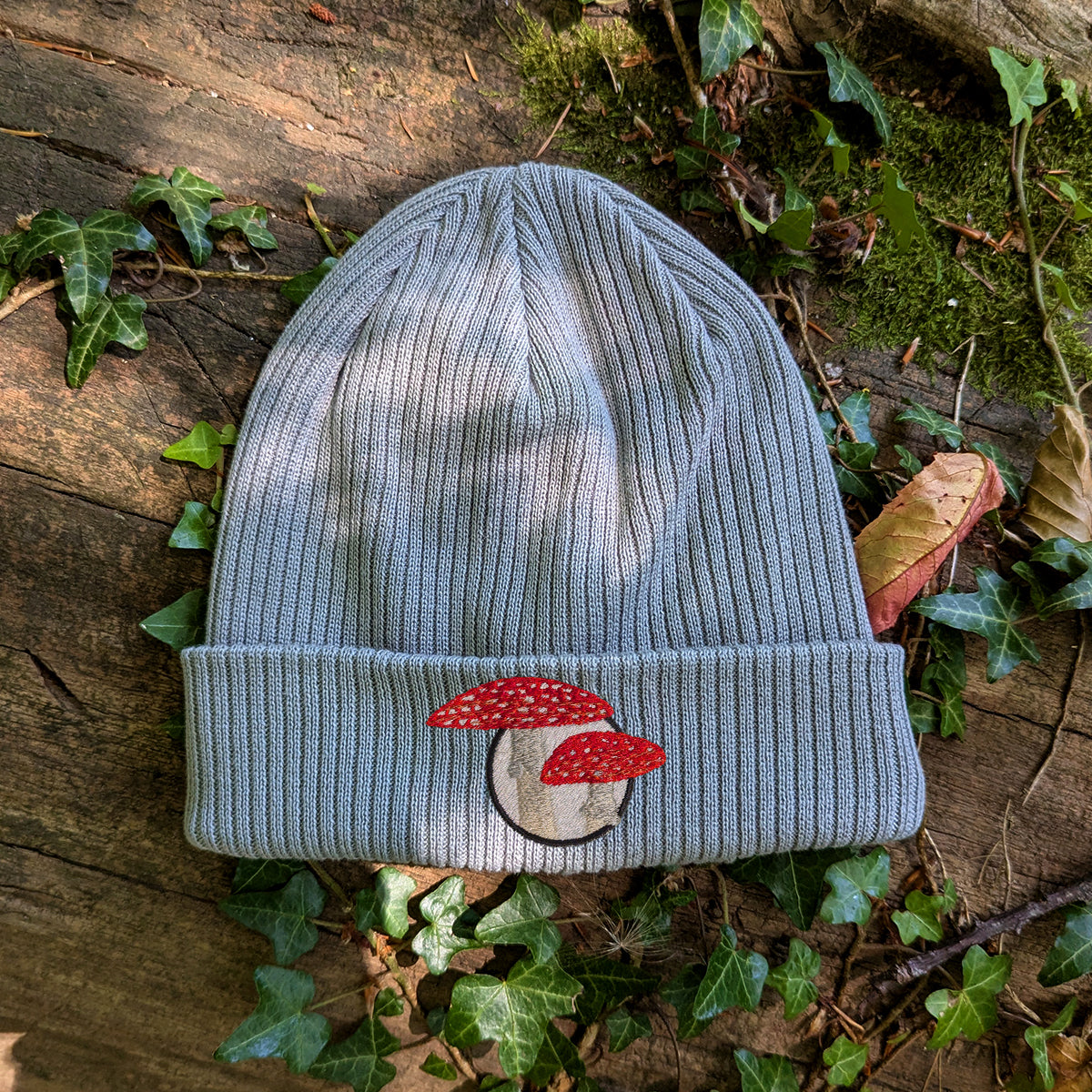Fly Agaric Mushroom Embroidered Beanie