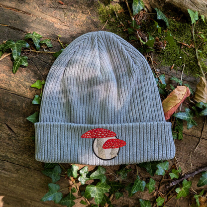Fly Agaric Mushroom Embroidered Beanie