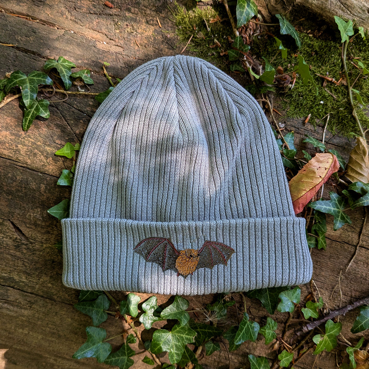 Noctule Bat Embroidered Beanie