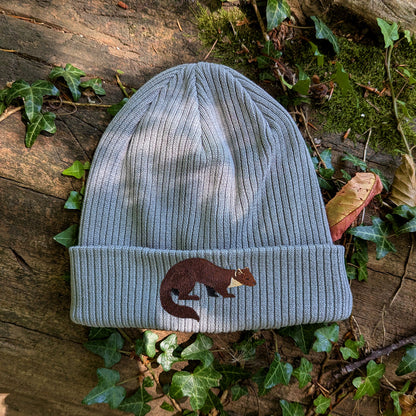 Pine Marten Embroidered Beanie